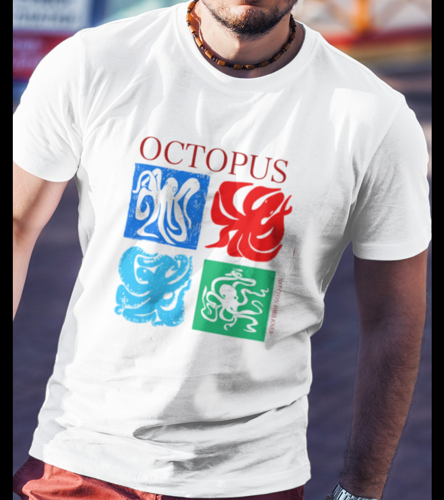 Octopus NewtonFaulkner Four Colored Abstract Squares T-Shirt