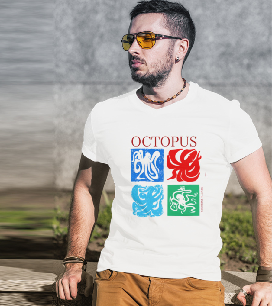 Octopus NewtonFaulkner Four Colored Abstract Squares T-Shirt