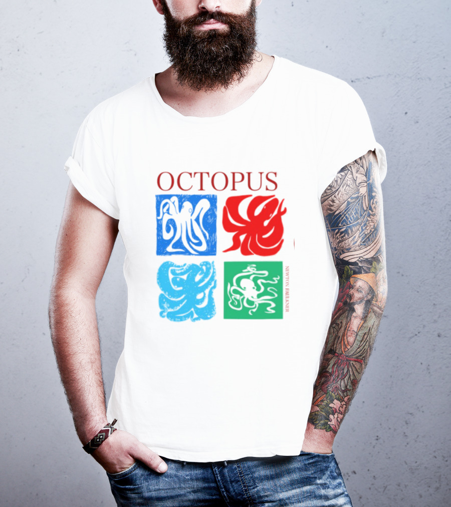 Octopus NewtonFaulkner Four Colored Abstract Squares T-Shirt
