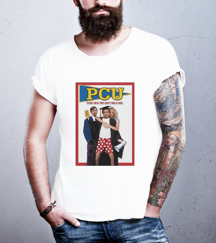 PCU Flunk ’Em If They Can’t Take A Joke Red Border 90s Comedy Party Theme T-Shirt