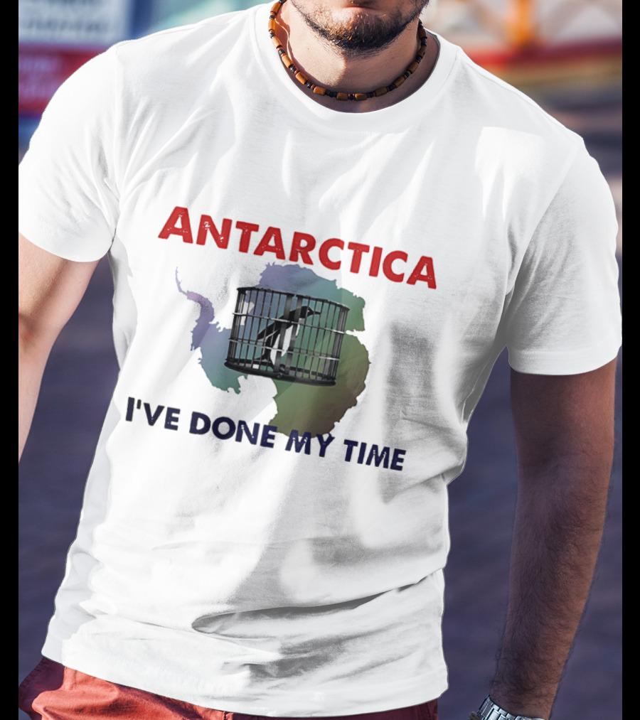 Antarctica I’ve Done My Time Penguin Jail Map T-Shirt