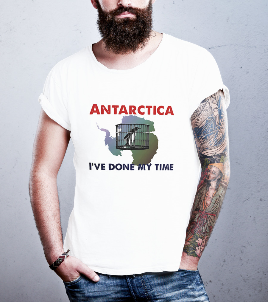 Antarctica I’ve Done My Time Penguin Jail Map T-Shirt
