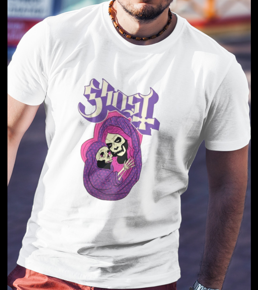 Rockabilia Ghost She Is The Light The Warmth The Power Without Her I Am Lost Hail Mom Skeletons Hugging T-Shirt
