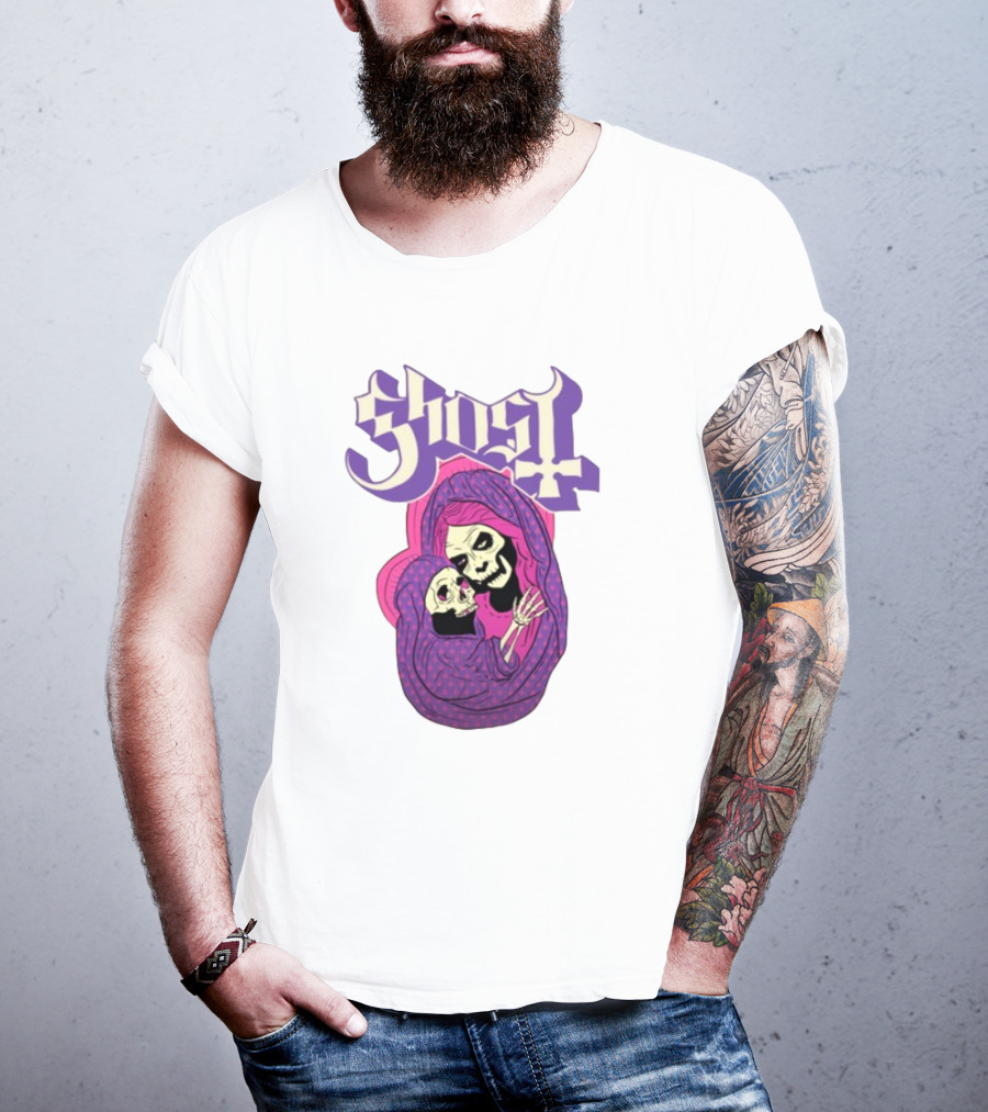 Rockabilia Ghost She Is The Light The Warmth The Power Without Her I Am Lost Hail Mom Skeletons Hugging T-Shirt