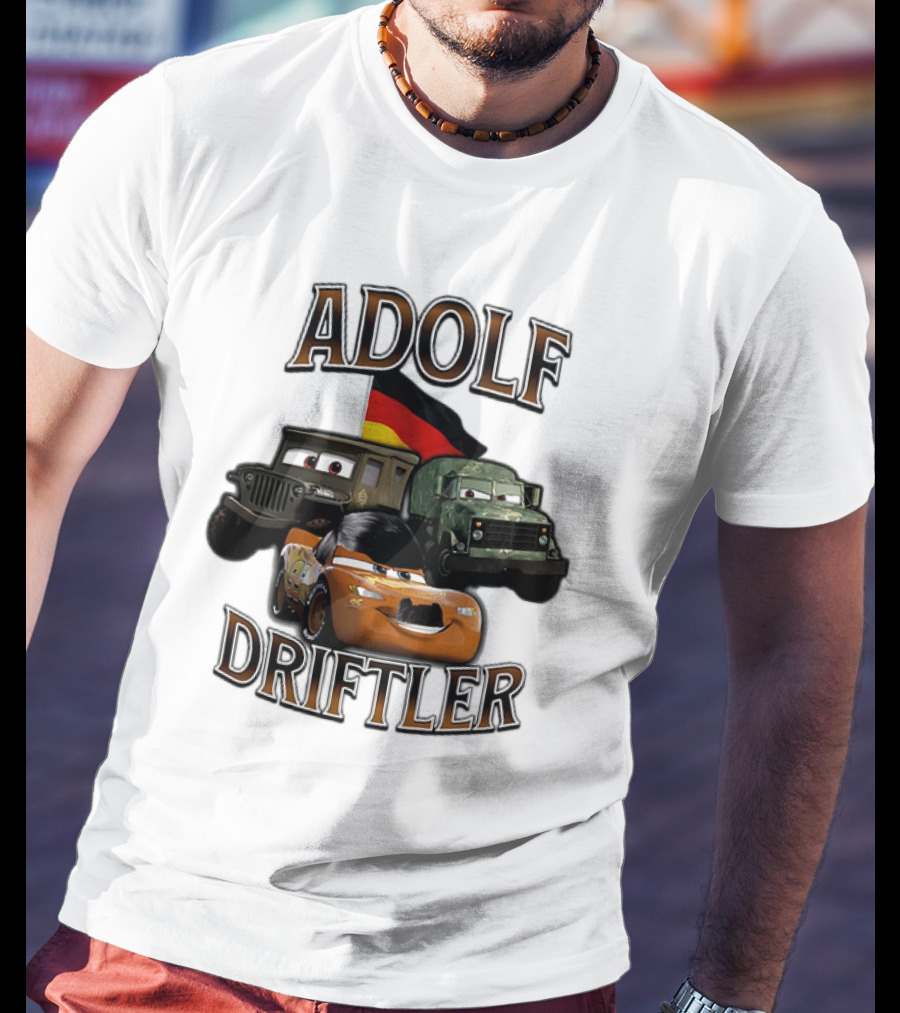 Pixar Cars Adolf Driftler Cartoon Parody T-Shirt