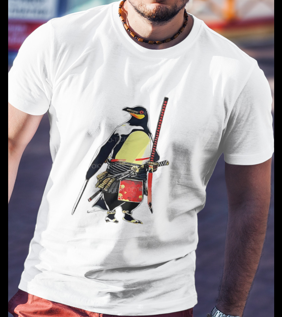 Samurai Penguin Katana Warrior With Traditional Armor T-Shirt