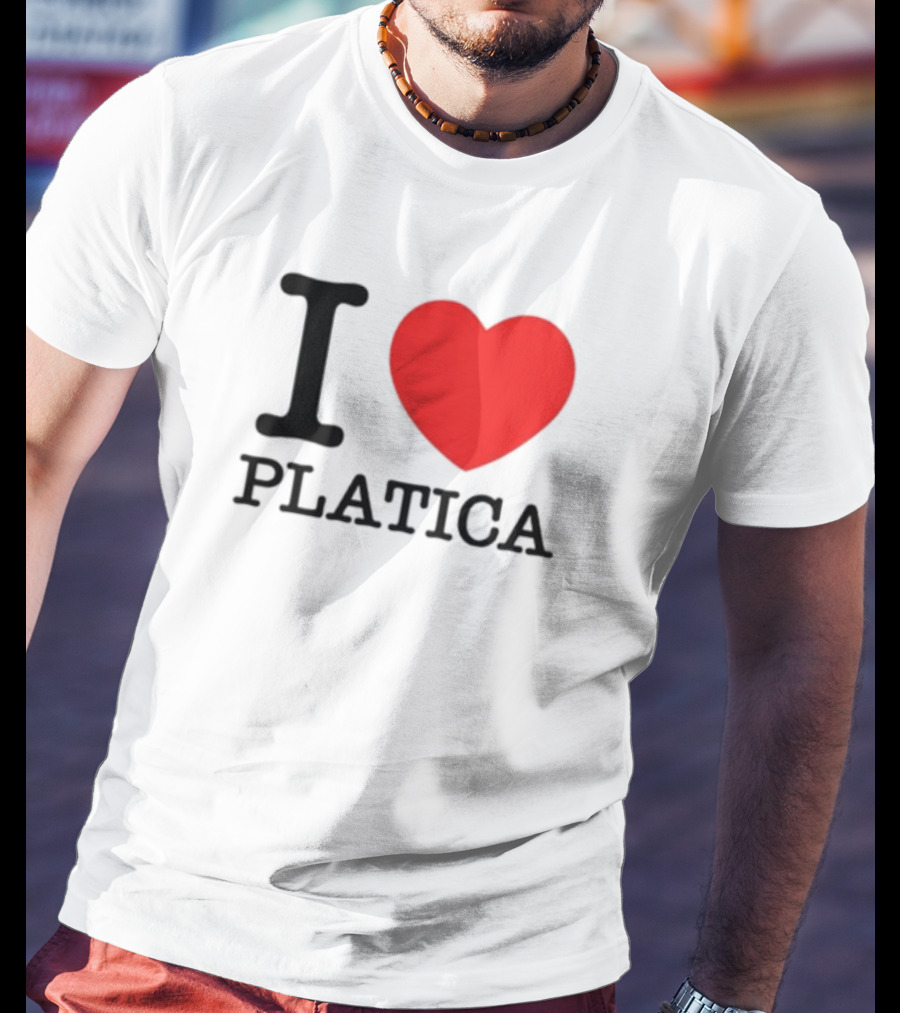 Sazonstudios I Heart Platica Bold Text Red Heart Design T-Shirt