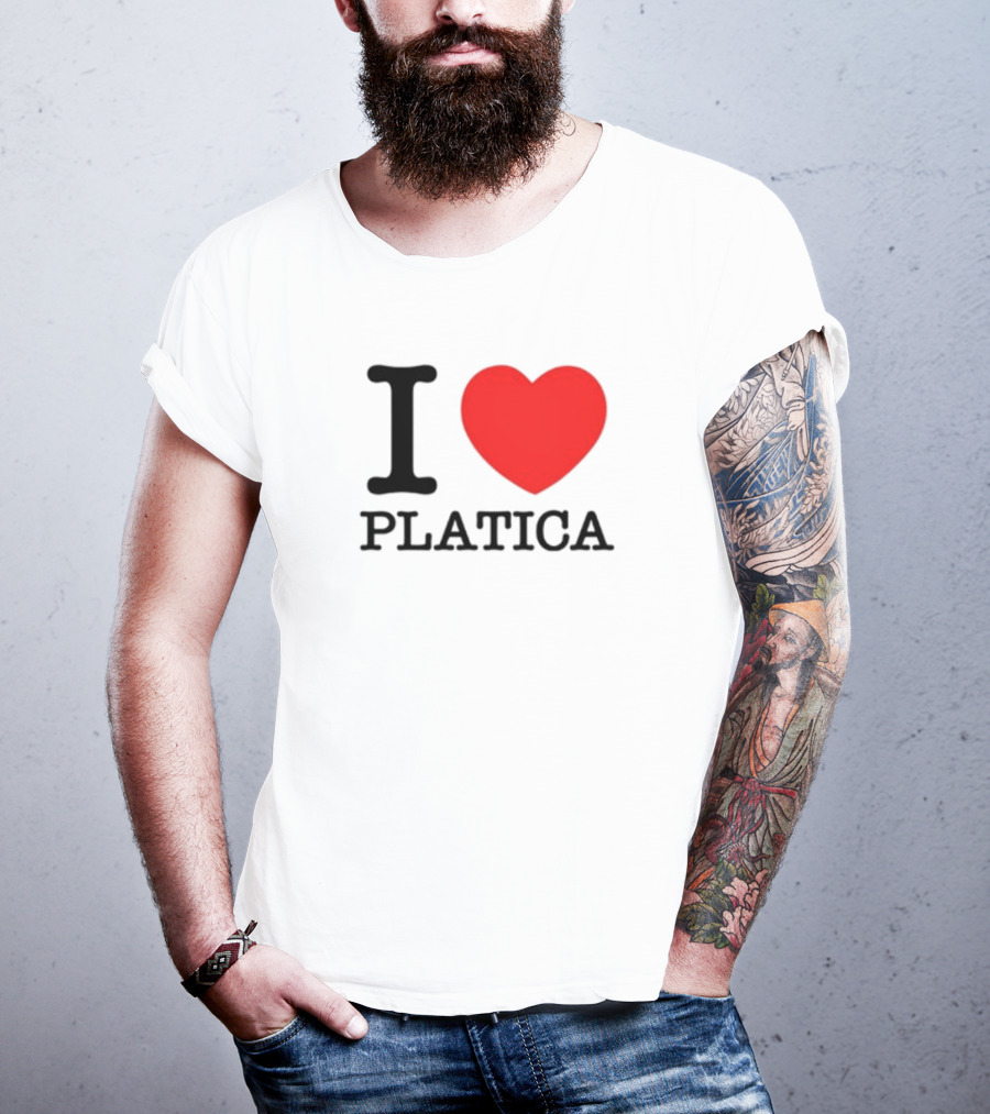 Sazonstudios I Heart Platica Bold Text Red Heart Design T-Shirt