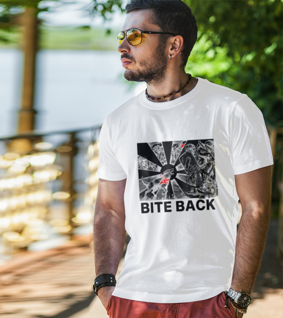 Punkwithacamera Bite Back Protest Artwork With Charging Dog And Riot Police T-Shirt