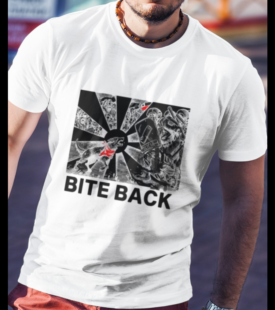 Punkwithacamera Bite Back Protest Artwork With Charging Dog And Riot Police T-Shirt