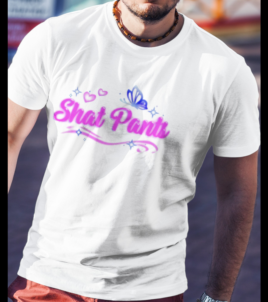 "Shat Pants Hearts And Butterfly Neon Graphic" T-Shirt