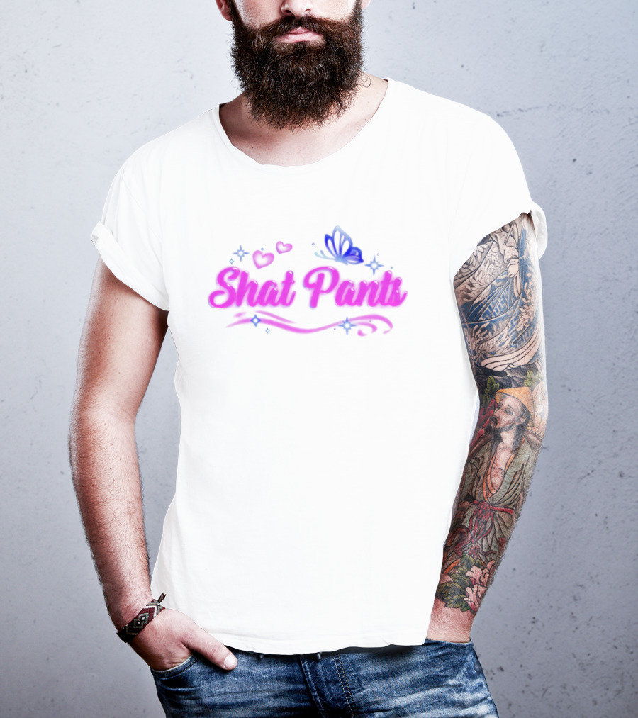 "Shat Pants Hearts And Butterfly Neon Graphic" T-Shirt