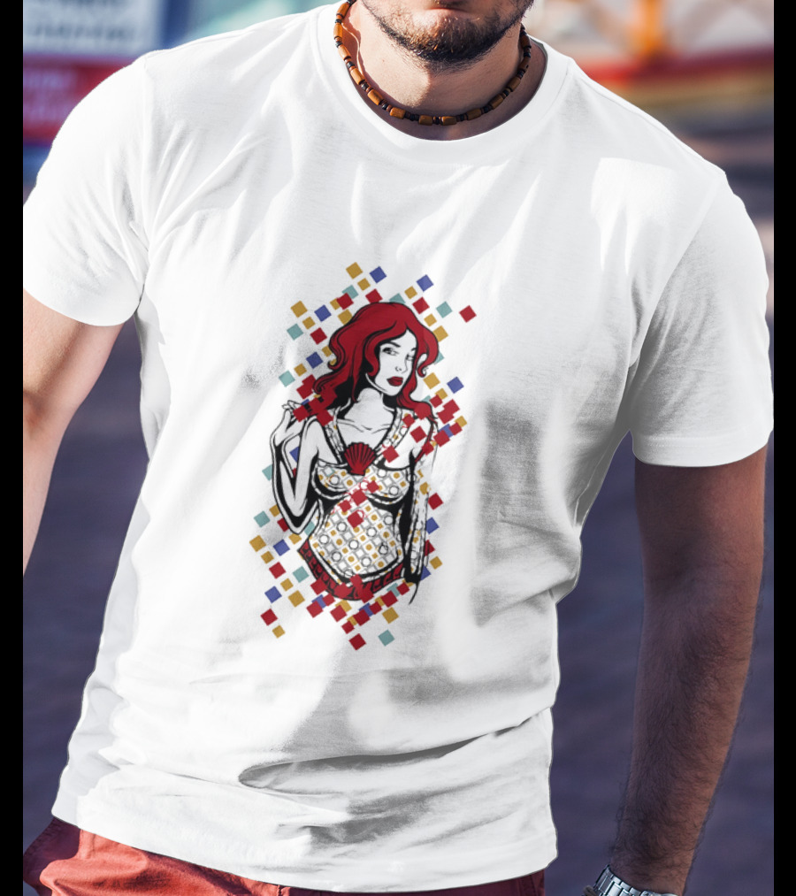 Redhead Warrior Sexy Girl Colorful Abstract Design T-Shirt