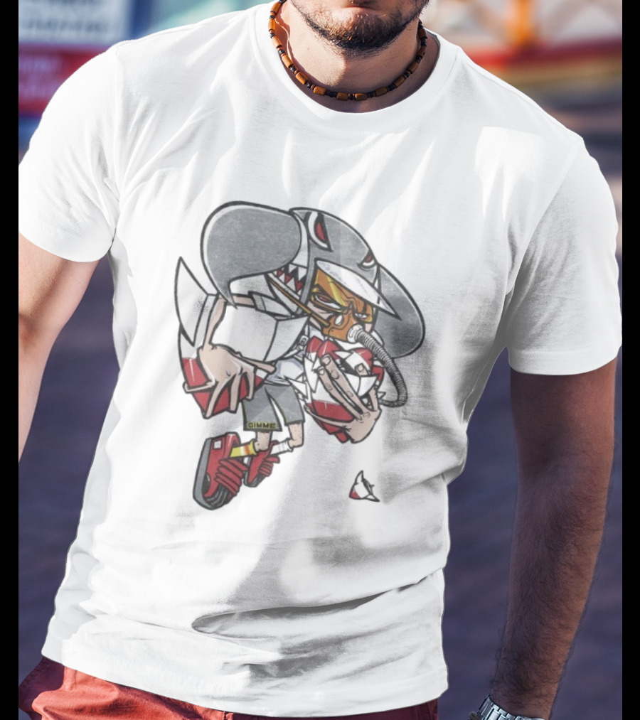 Gimme Project Shark Character With Red Sneaker And Hose T-Shirt