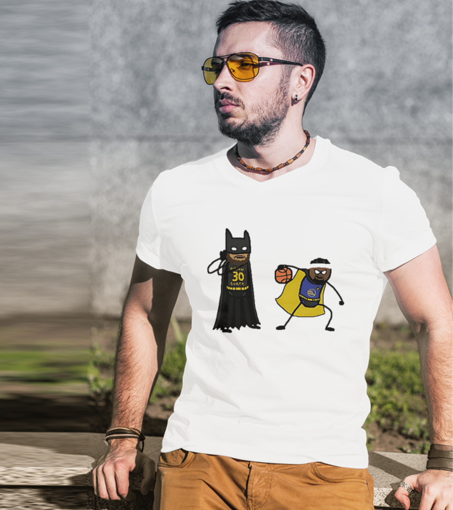 Batman Robin Stephen Curry Jimmy Butler Golden State Warriors Basketball Cartoon T-Shirt