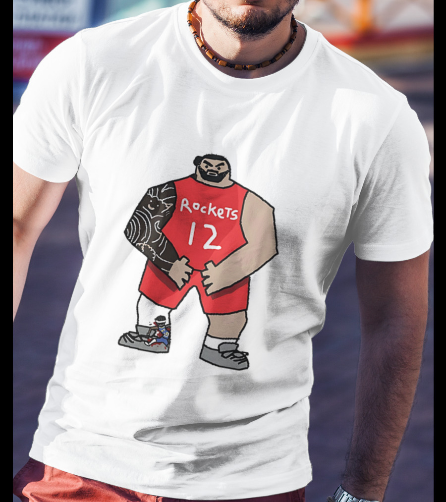 Houston Rockets Cartoon Figure No.12 Basketball Steven Adams T-Shirt