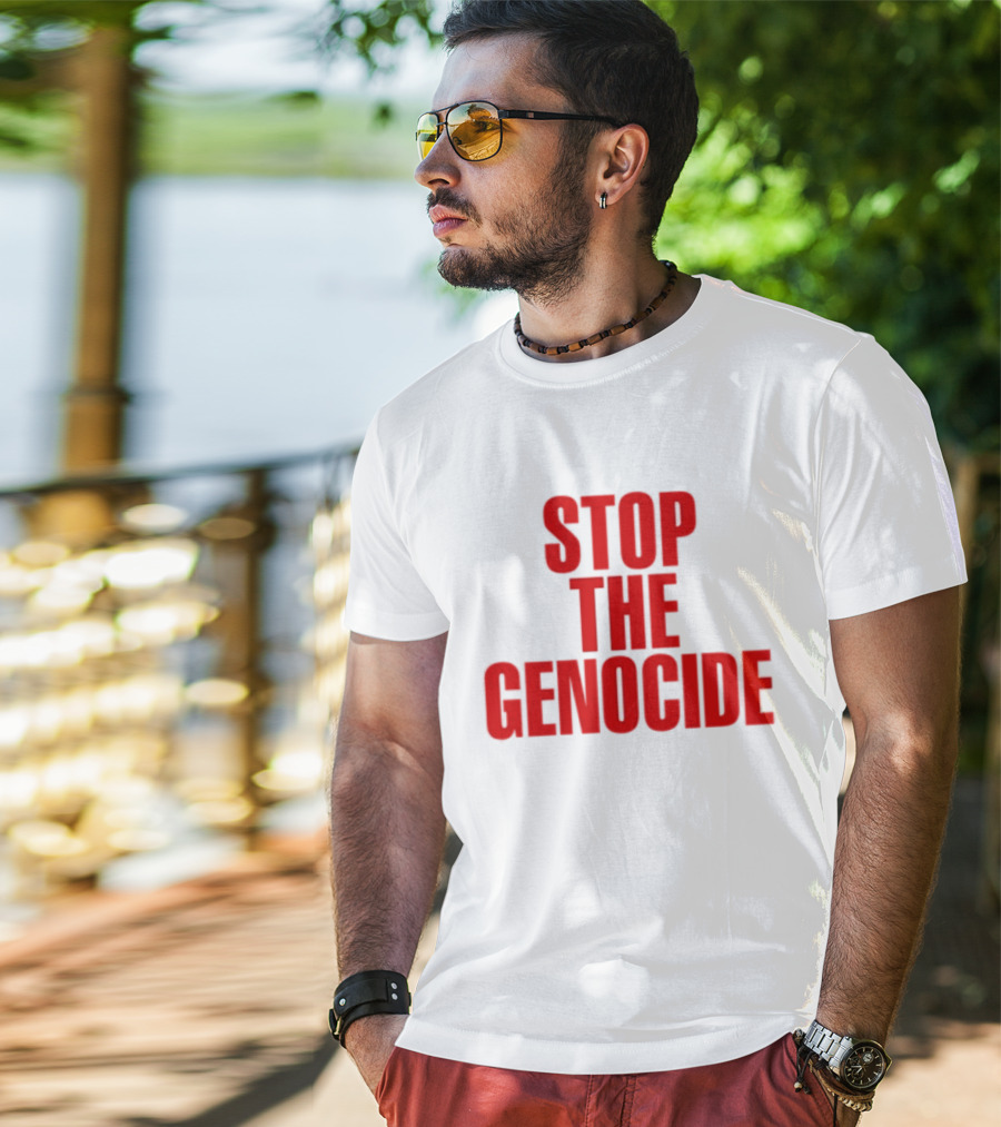 Stop The Genocide Red Bold Statement T-Shirt