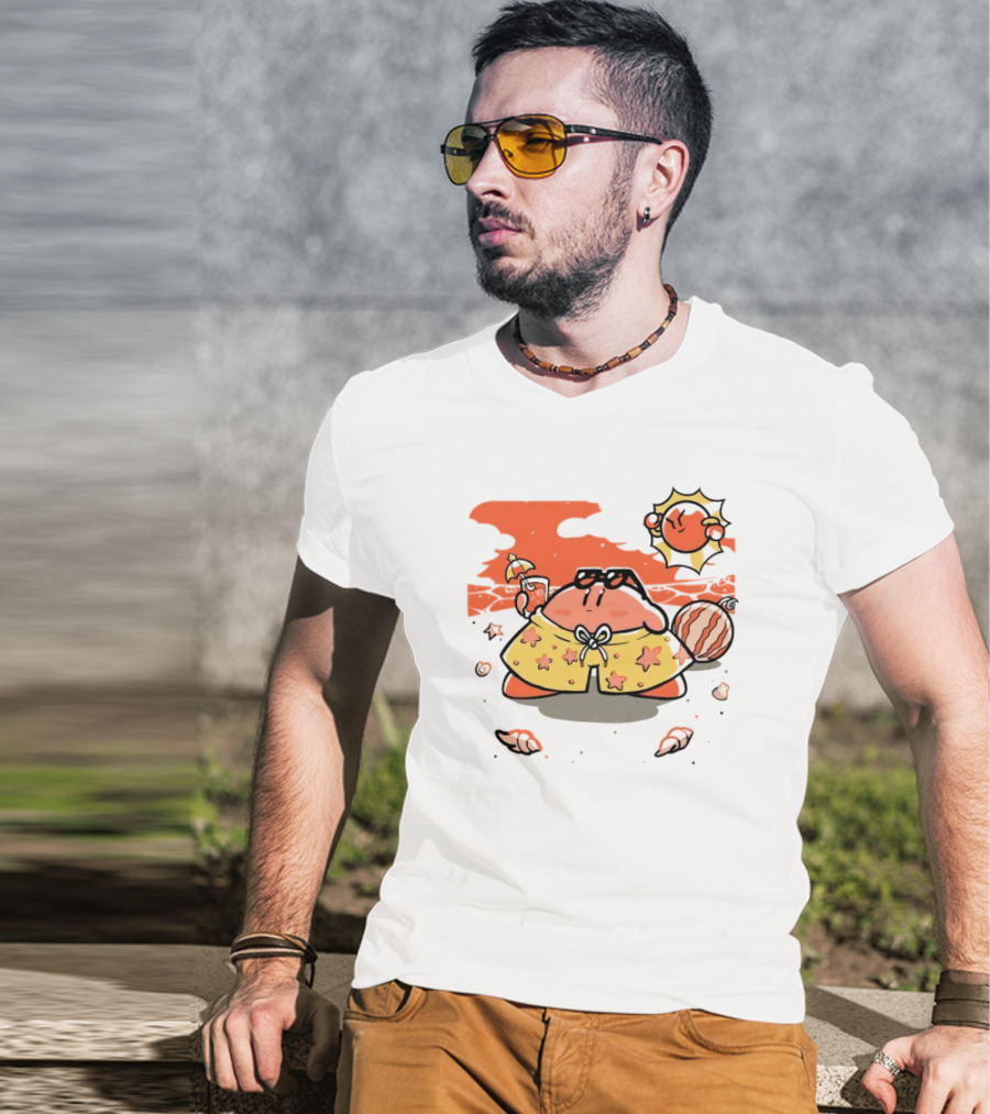Summer Vibes Hanshumon Cute Beach Character With Sunglasses And Beach Ball T-Shirt