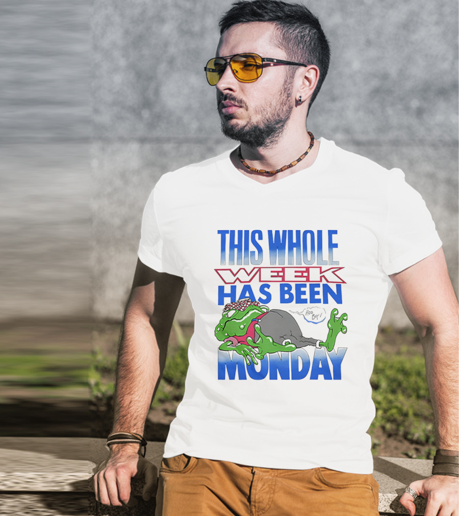 This Whole Week Has Been Monday Toad Cartoon Tired Frog T-Shirt