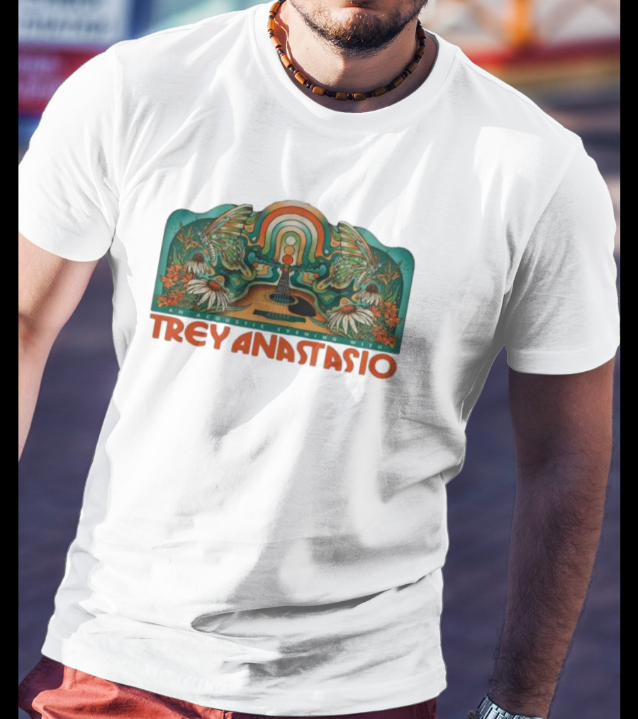 Trey Anastasio Acoustic Evening 2025 Rainbow Butterfly Guitar Floral Art T-Shirt