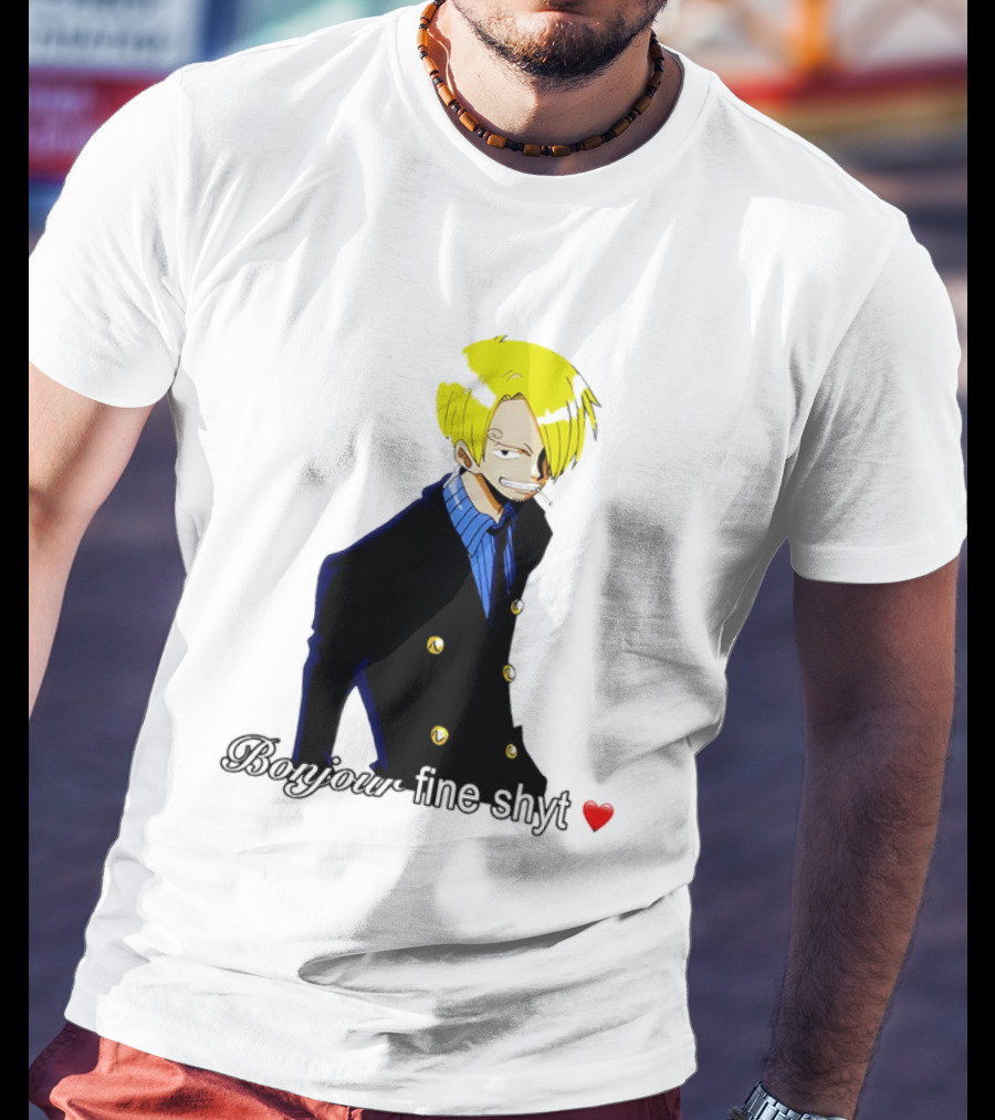 Vinsmoke Sanji Bonjour Fine Shyt Cartoon Character Heart Icon T-Shirt