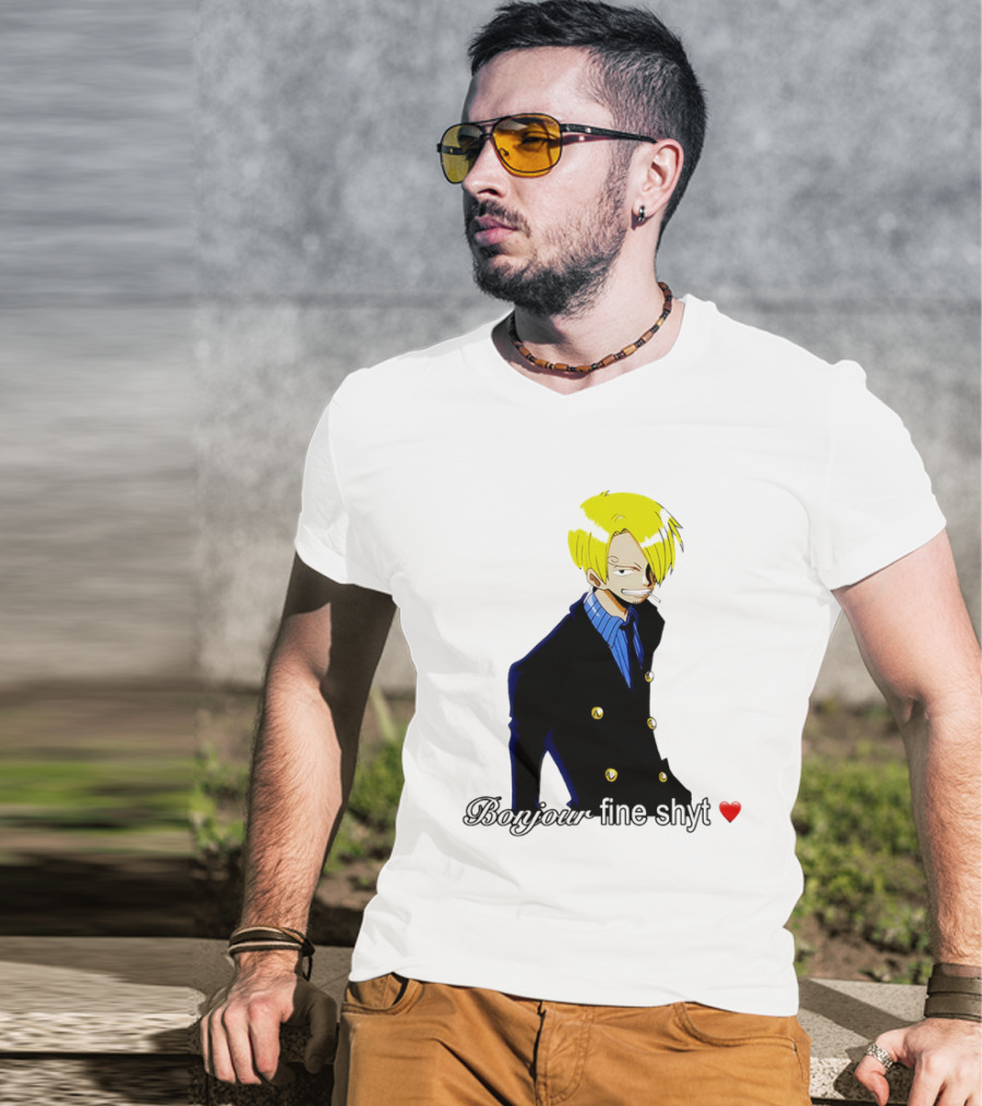 Vinsmoke Sanji Bonjour Fine Shyt Cartoon Character Heart Icon T-Shirt