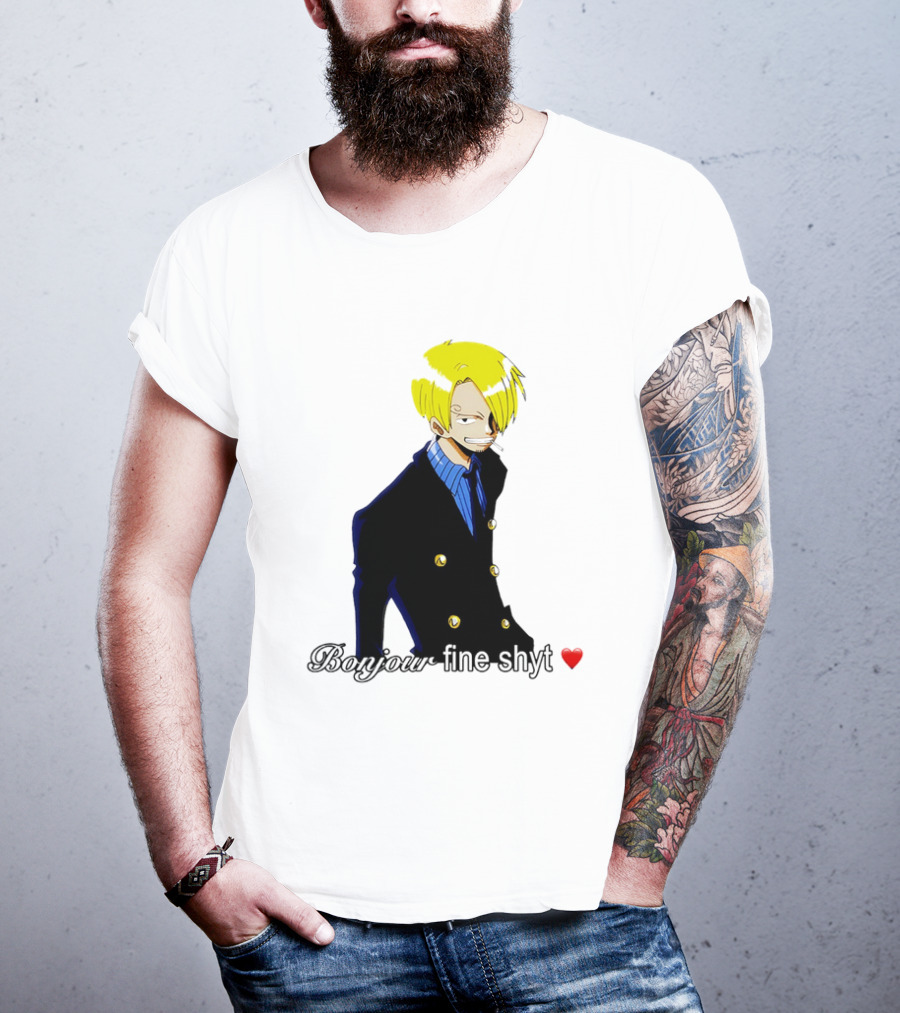Vinsmoke Sanji Bonjour Fine Shyt Cartoon Character Heart Icon T-Shirt