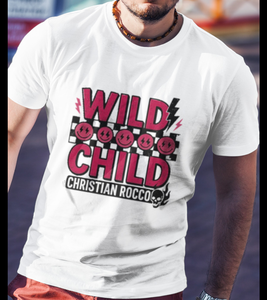 Wild Child Smiles Lightning Emojis Christian Rocco T-Shirt