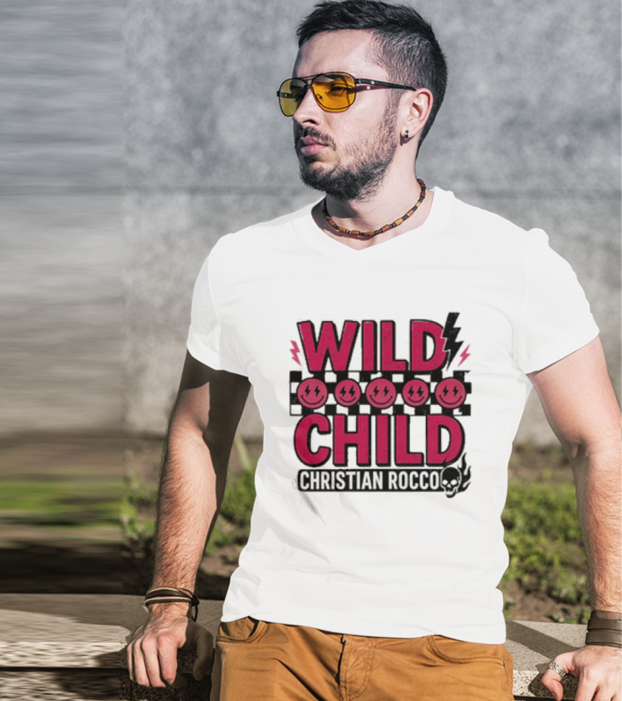 Wild Child Smiles Lightning Emojis Christian Rocco T-Shirt