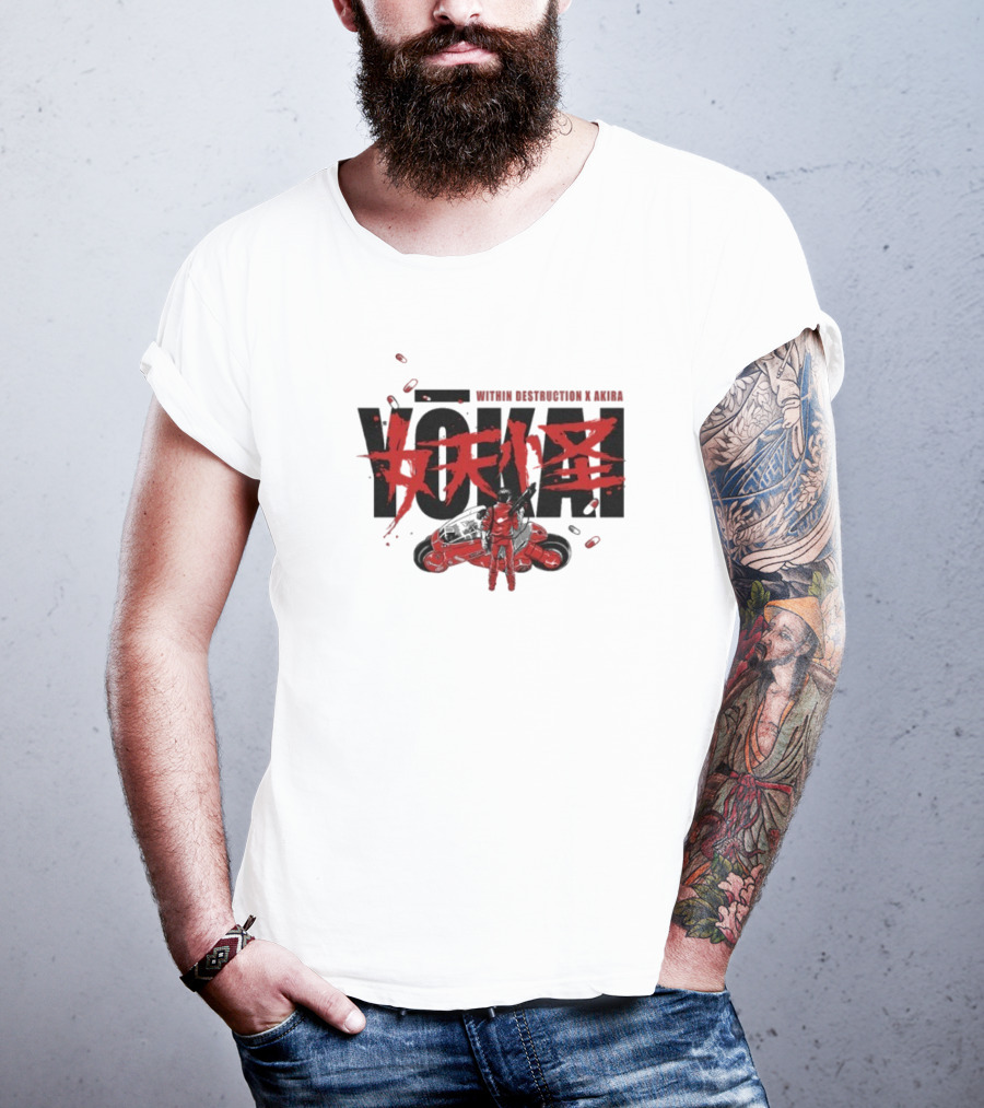 Within Destruction Akira Yokai Kanji And Motorcycle Scene T-Shirt