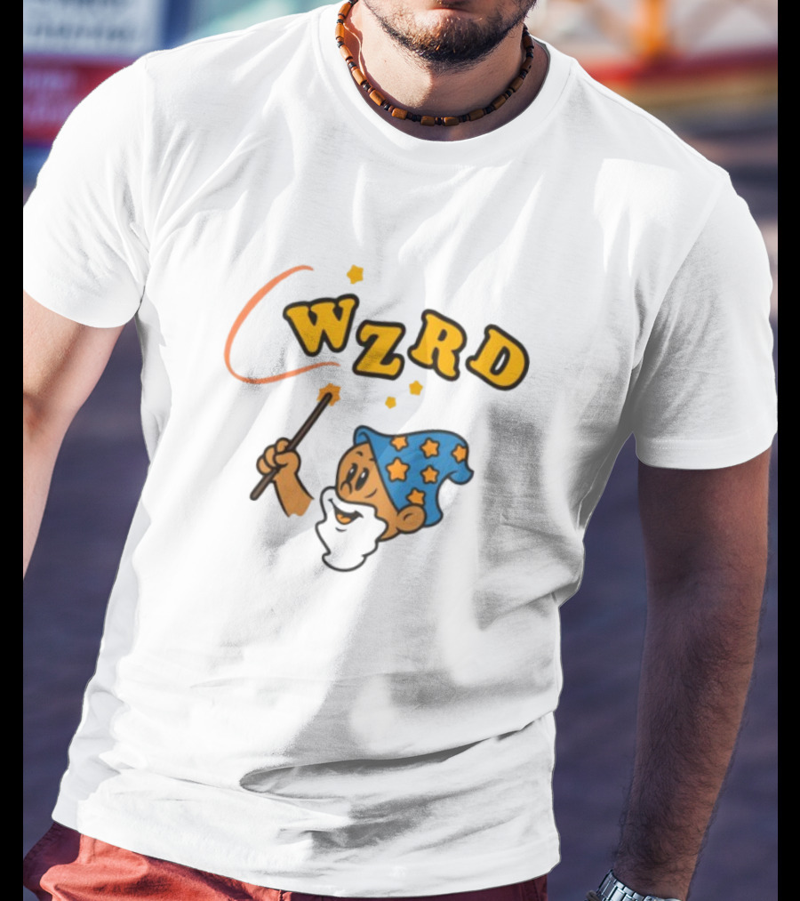 Wzrd Cartoon Wizard Wand And Stars T-Shirt