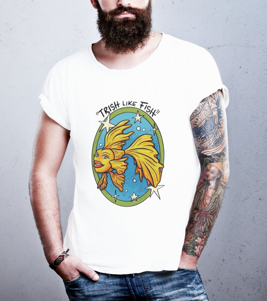Trish Like Fish Goldfish With Stars And Bubbles T-Shirt