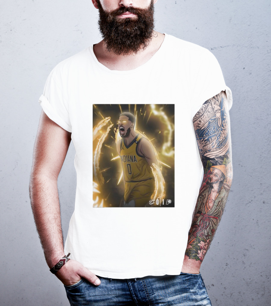 Tyrese Haliburton Indiana Pacers Game 1 Cavaliers Showdown NBA Artwork T-Shirt