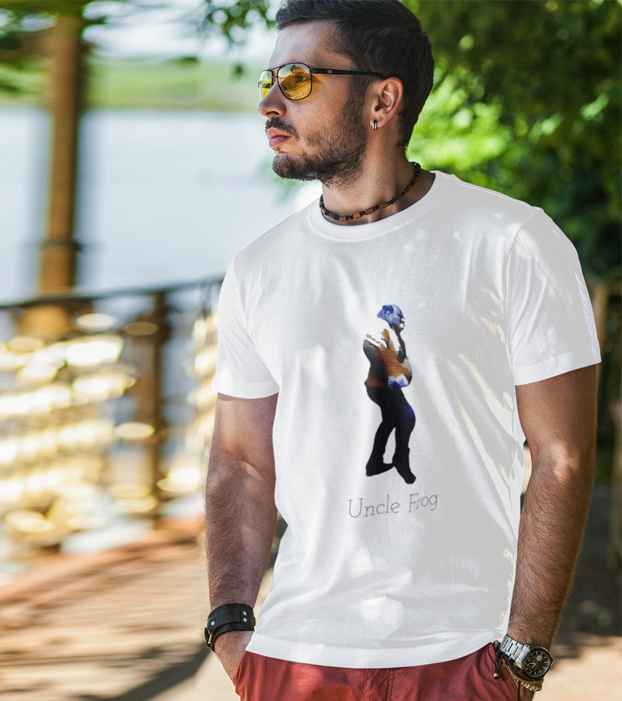 Uncle Frog Vibrant Blue And Orange Silhouette T-Shirt