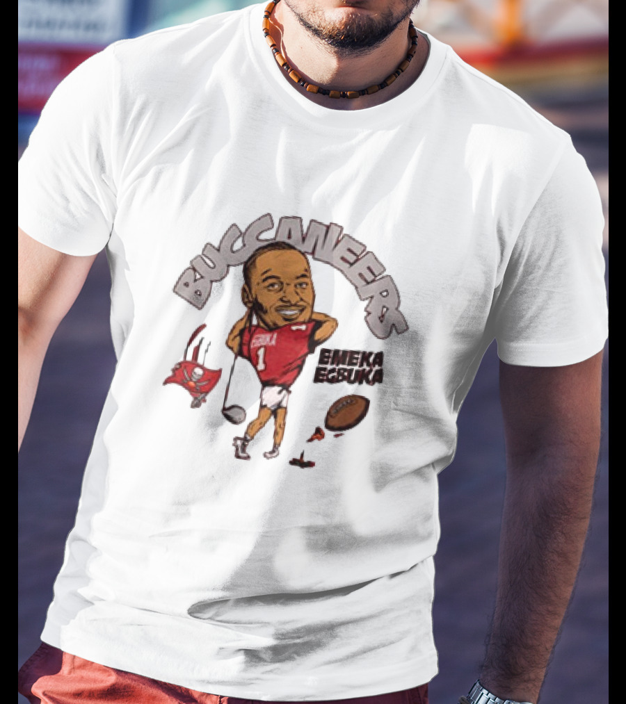 Tampa Bay Buccaneers Emeka Egbuka Football Cartoon Character Sports Fan Art T-Shirt