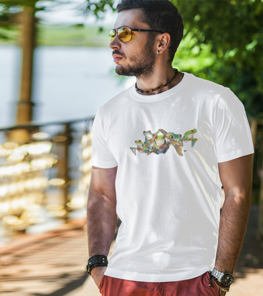 "Tree Frogs Jim Morris Vibrant Tropical Leap" T-Shirt