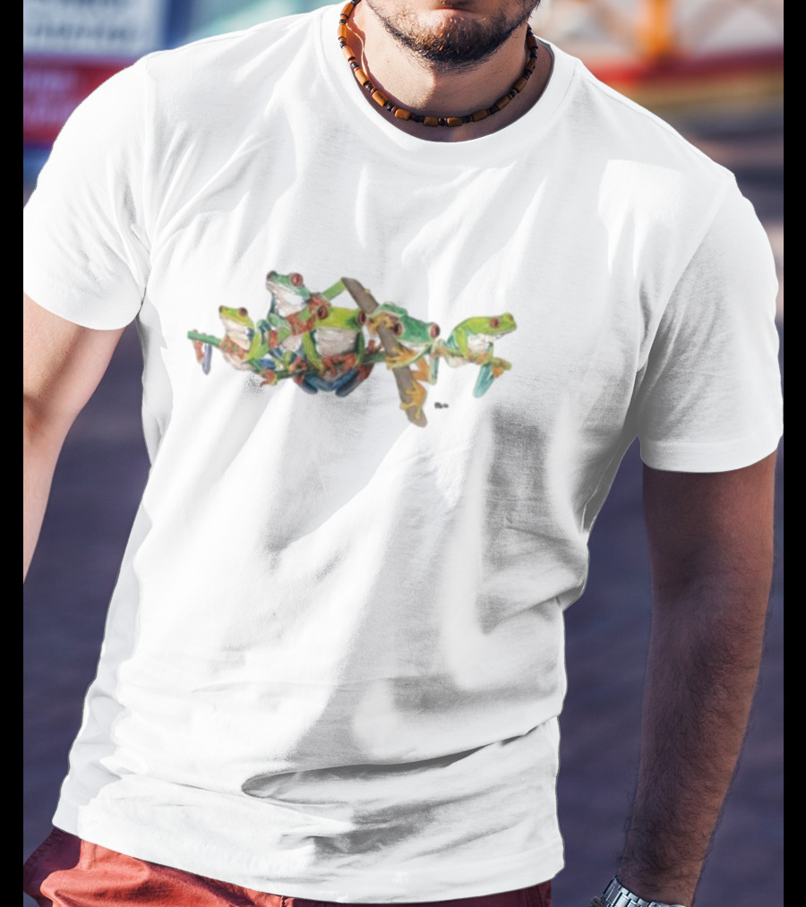 "Tree Frogs Jim Morris Vibrant Tropical Leap" T-Shirt