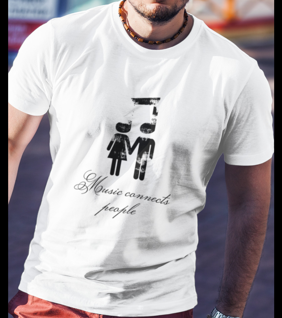 Slechthart Music Connects People Robot And Teddy Bear Illustration T-Shirt