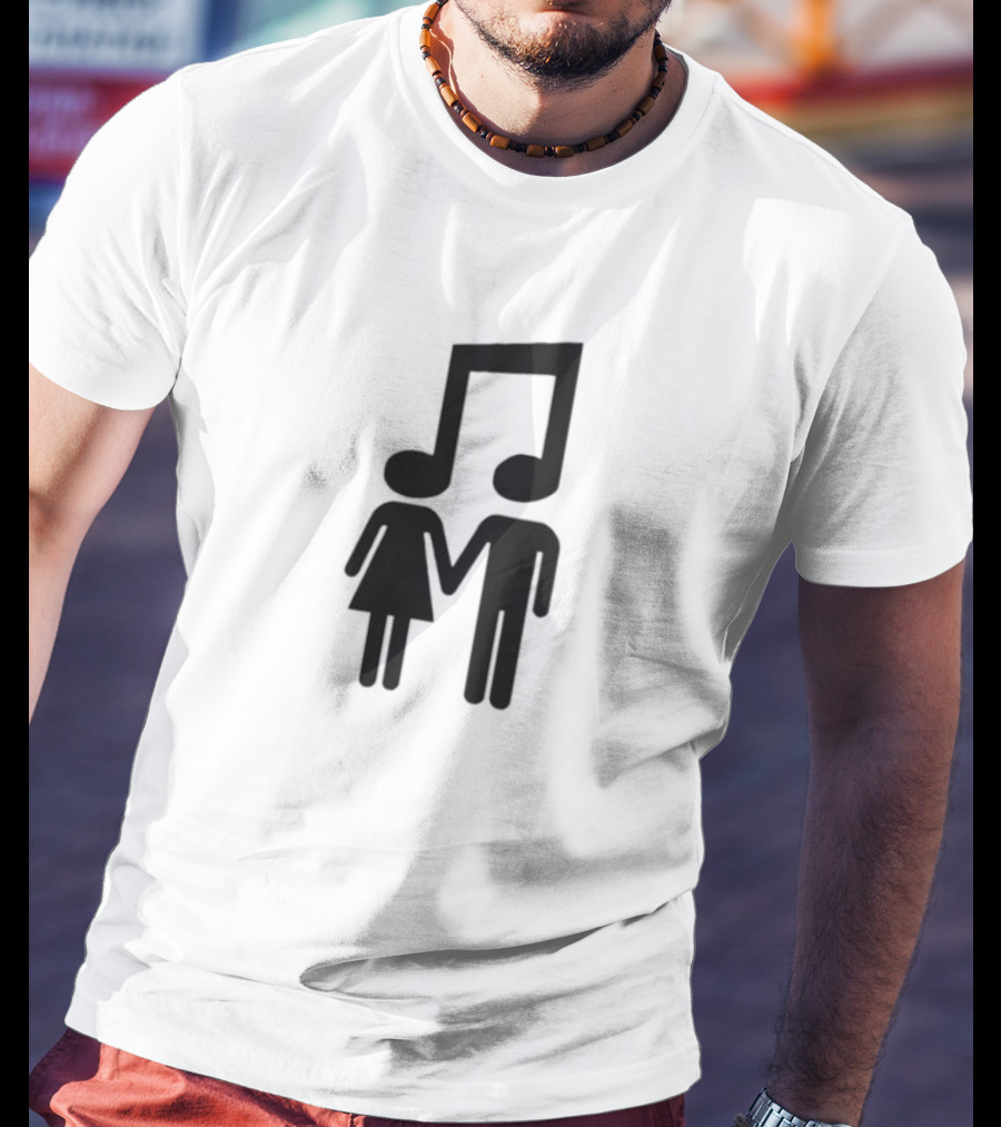 Slechthart Couple Holding Hands Music Note Head Symbols T-Shirt