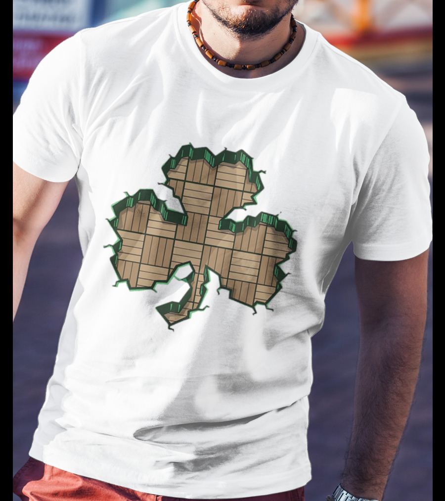 Smashed Shamrock Parquet Hardwood Basketball Court Pattern T-Shirt