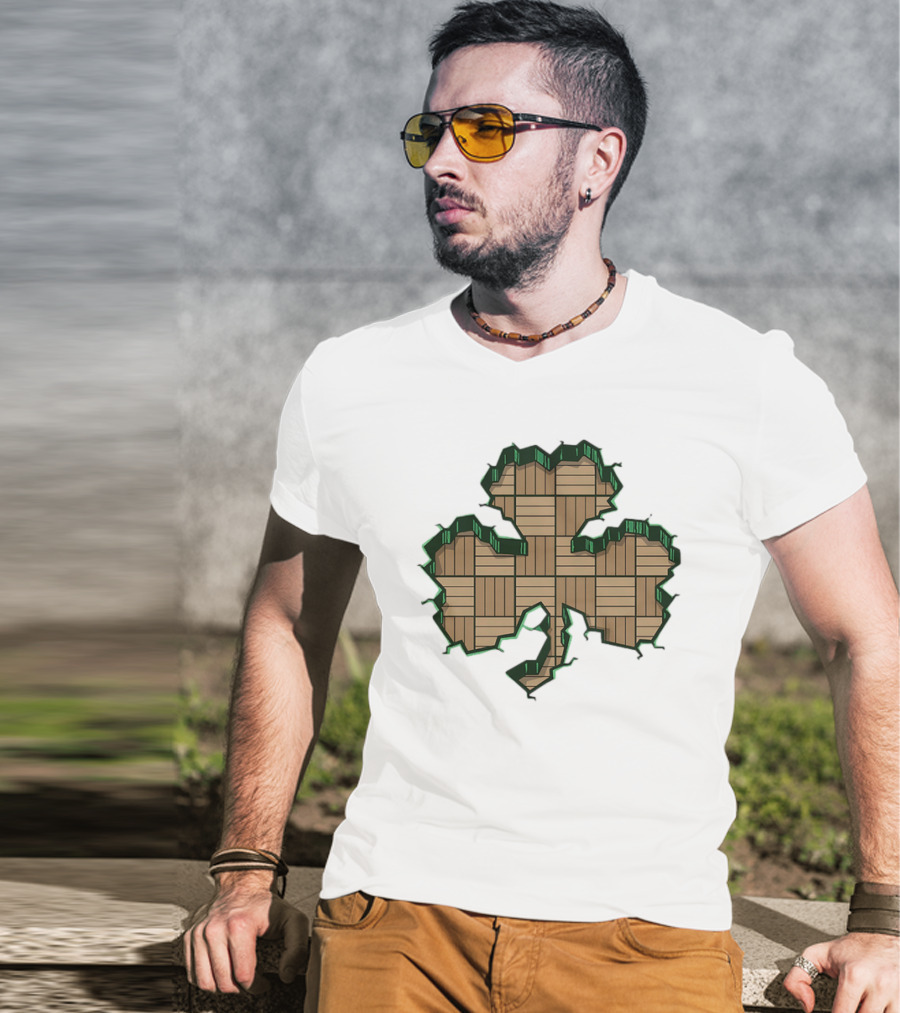 Smashed Shamrock Parquet Hardwood Basketball Court Pattern T-Shirt