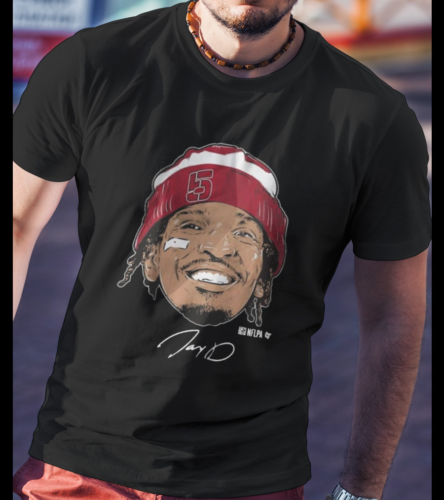 Jayden Daniels Face Bandage With Number 5 Signature T-Shirt
