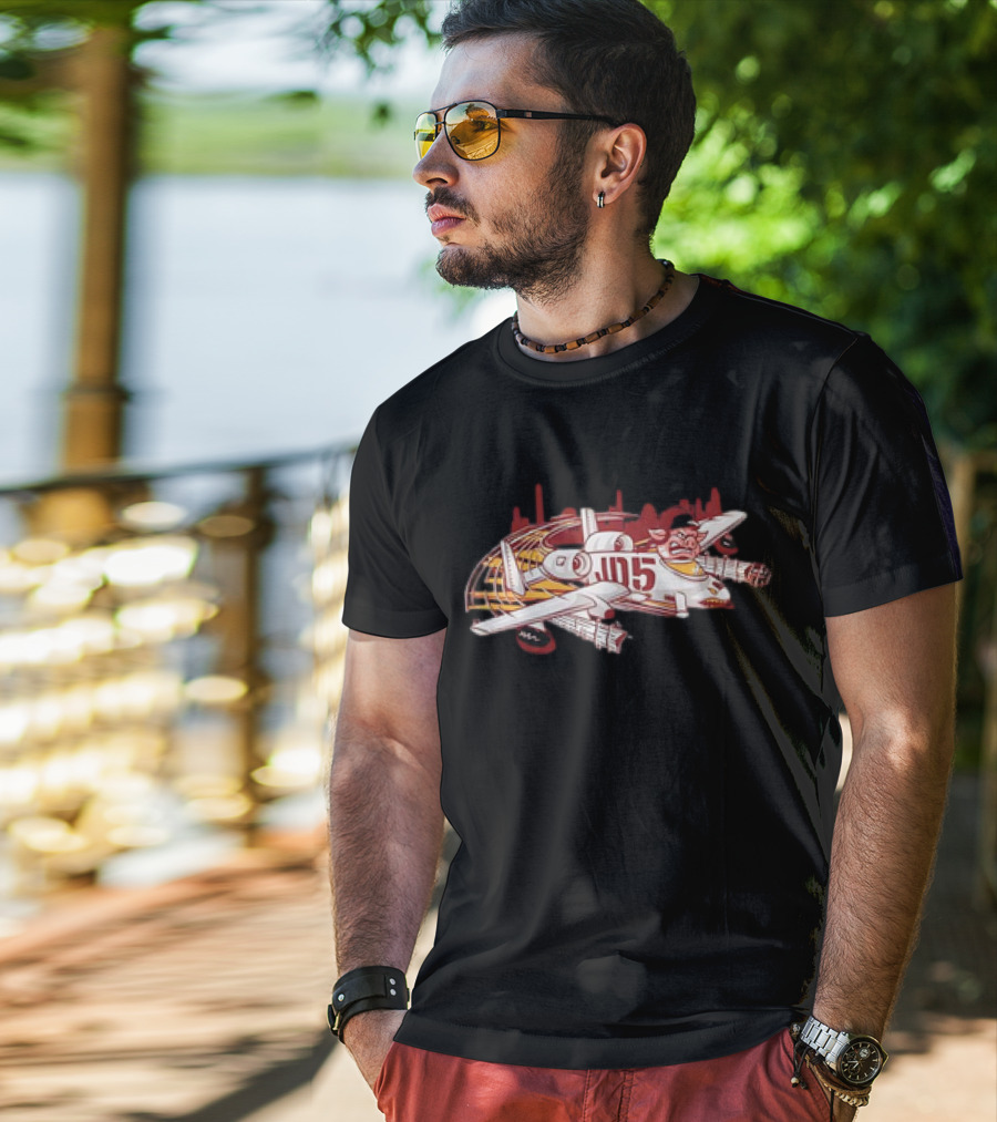 Jayden Daniels Washington Commanders JD5 Cartoon Pig Plane T-Shirt