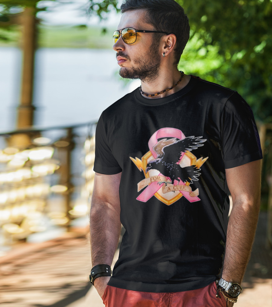 Jordan Crowe Breast Cancer Awareness Pink Ribbon Crow T-Shirt