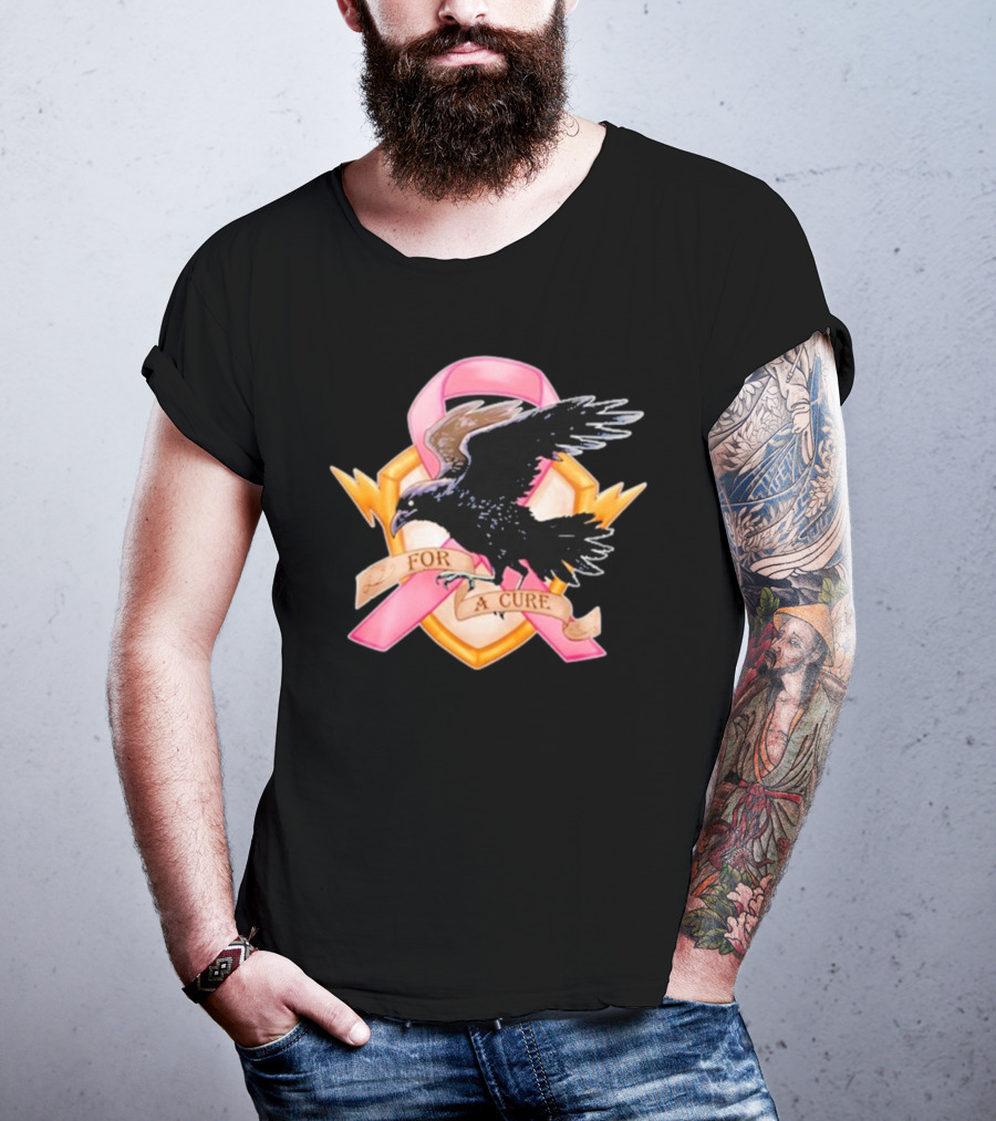 Jordan Crowe Breast Cancer Awareness Pink Ribbon Crow T-Shirt