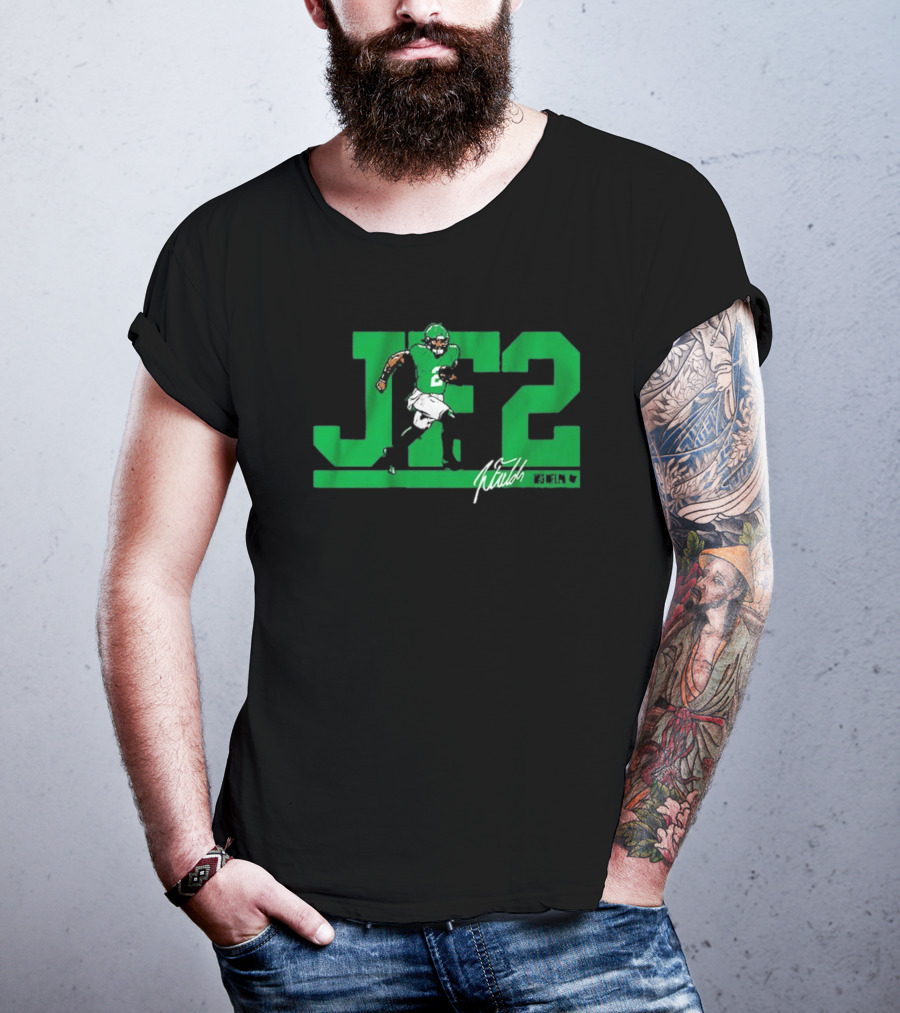 JF2 Justin Fields Green Running Back Number 2 Signature T-Shirt