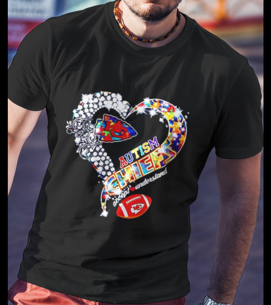 Kansas City Chiefs Autism Heart Accept Understand Love T-Shirt
