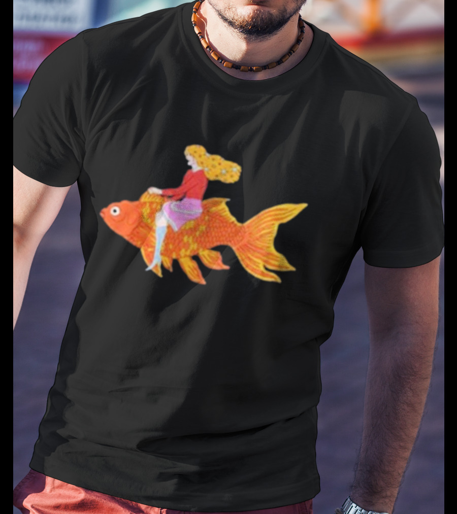 Kate Bollinger Riding A Goldfish In A Whimsical Style T-Shirt