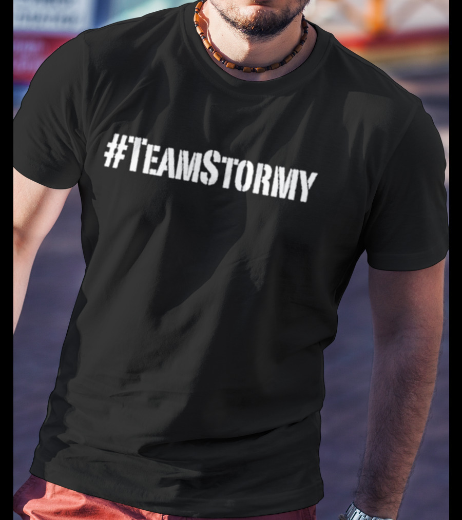 Kathy Griffin Wearing #Teamstormy White Bold Text T-Shirt