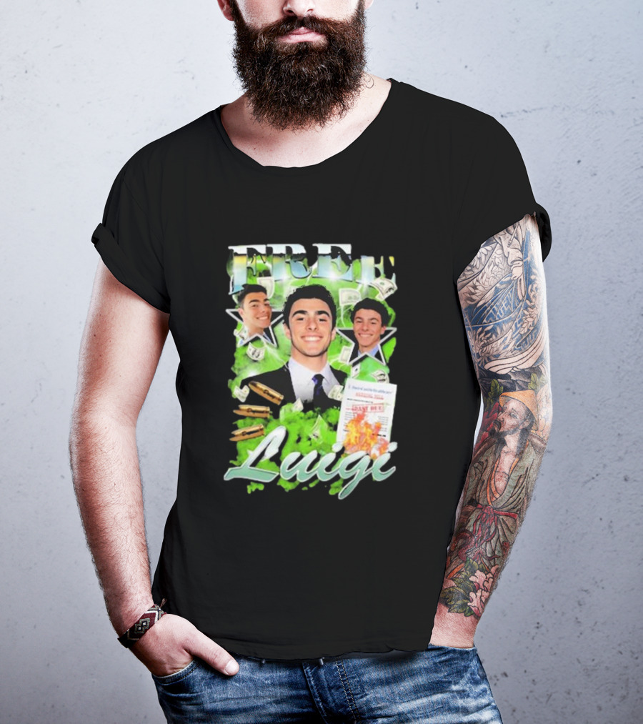 Free Luigi Keiajah Concert Green Money Stars T-Shirt